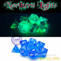 Bescon Super Glow in the Dark Nebula Glitter Polyhedral Dice Set DEEP SPACE, Northern Light Dice Glowing Novelty DND Game Dice